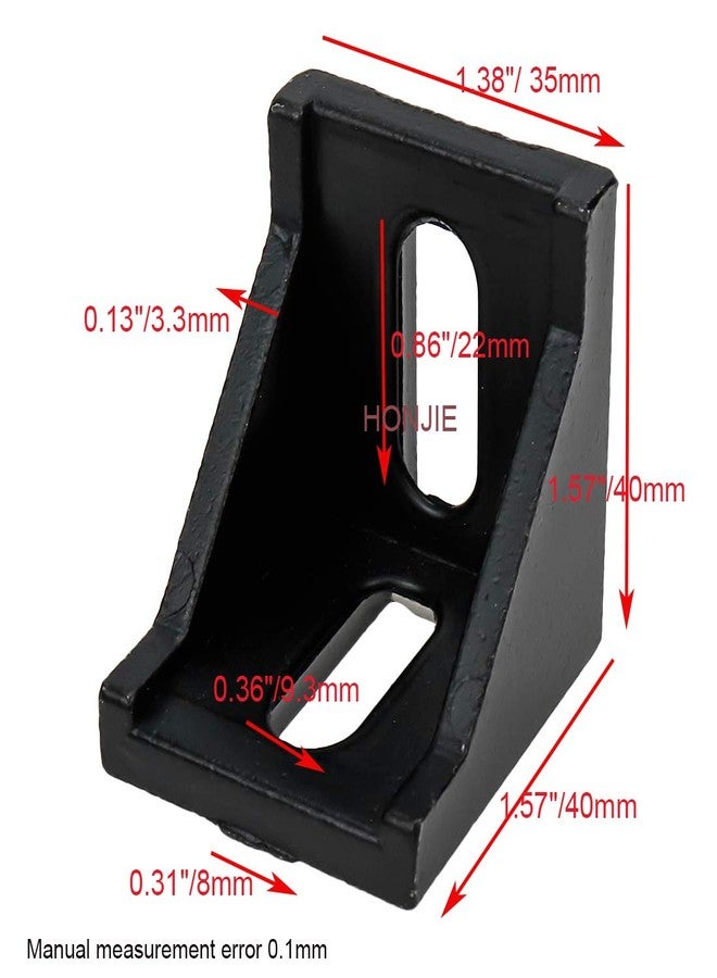 Tsnamay مجموعة تسناماي من 10 قطع من دعامات الزاوية الداخلية 4040 لقطاعات الألمنيوم المبثوقة 4040، مقاس 40×40×35 مم، مع فتحة 8 مم، لون أسود - Image 2